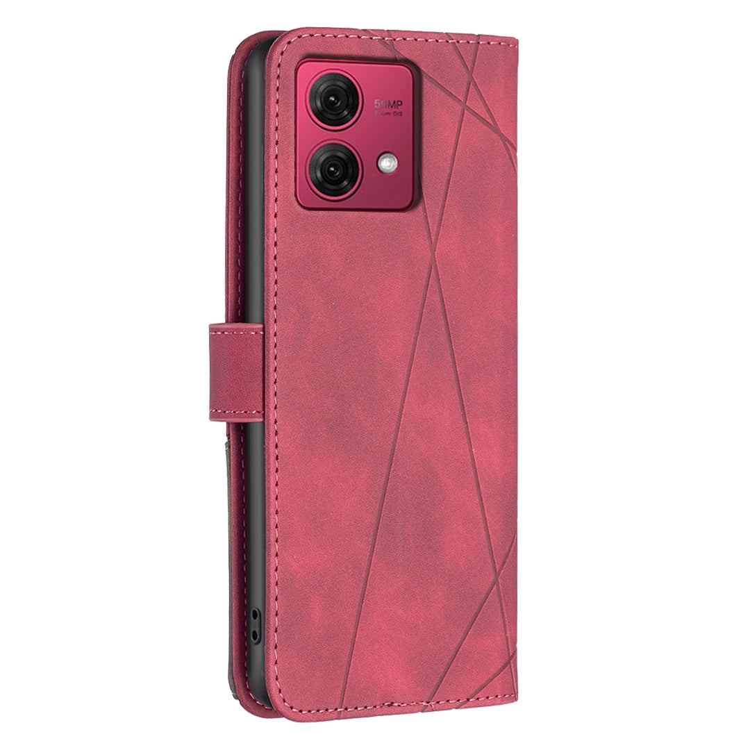 Motorola Moto G84 5G Rhombus Texture Leather Phone Case with Magnetic Buckle and Card Holder