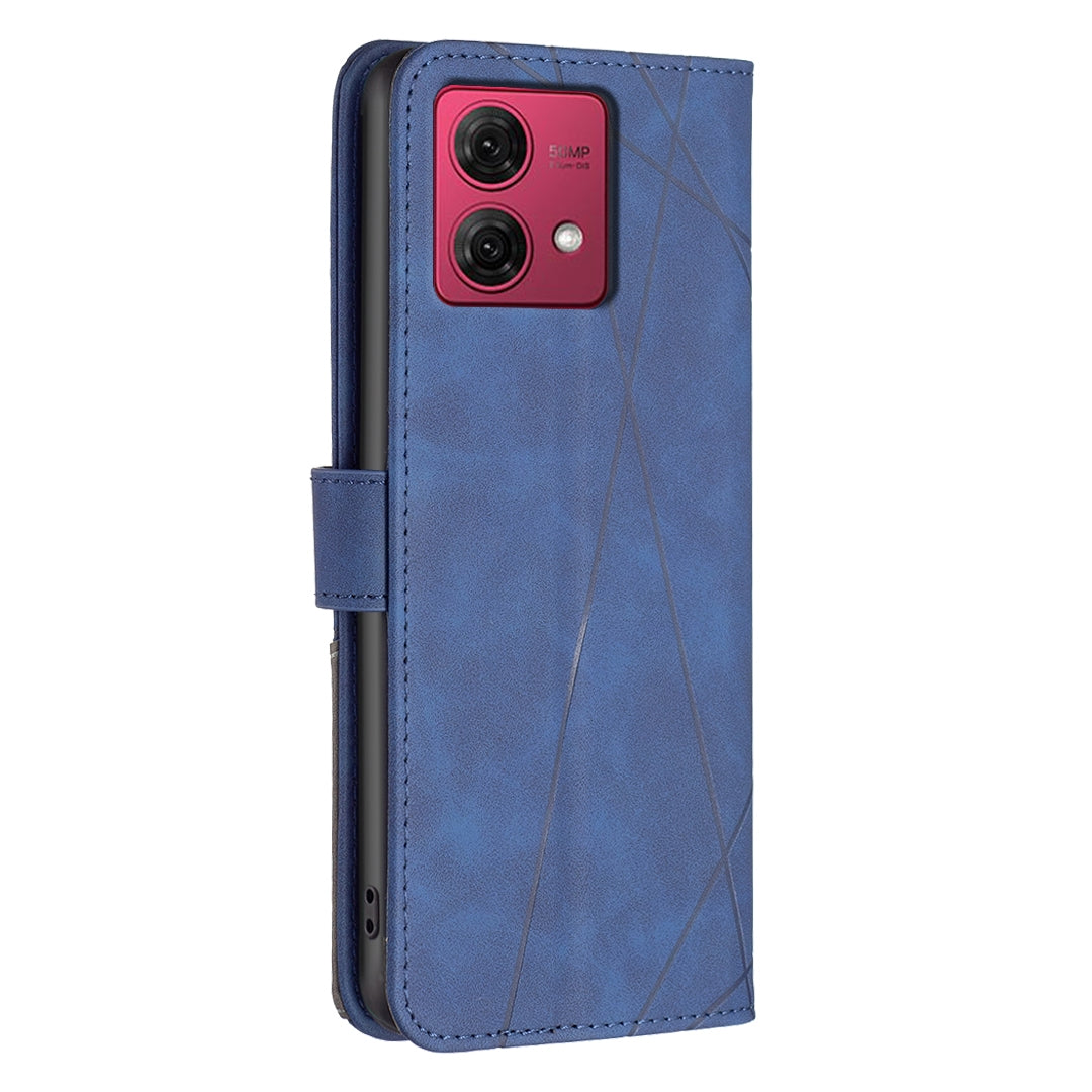 Motorola Moto G84 5G Rhombus Texture Leather Phone Case with Magnetic Buckle and Card Holder