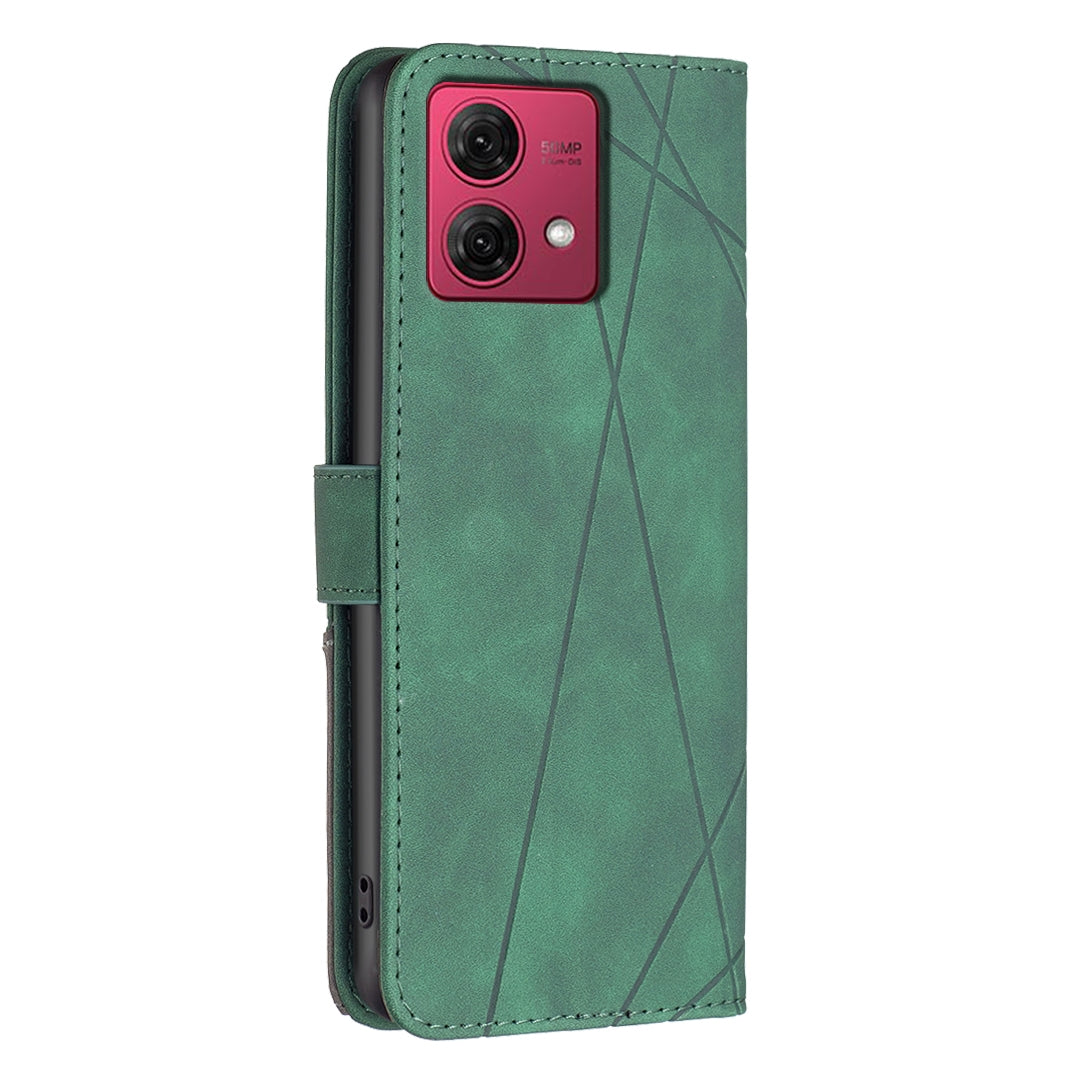 Motorola Moto G84 5G Rhombus Texture Leather Phone Case with Magnetic Buckle and Card Holder