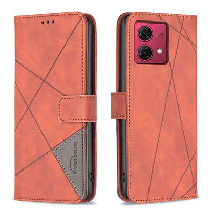 Motorola Moto G84 5G Rhombus Texture Leather Phone Case with Magnetic Buckle and Card Holder