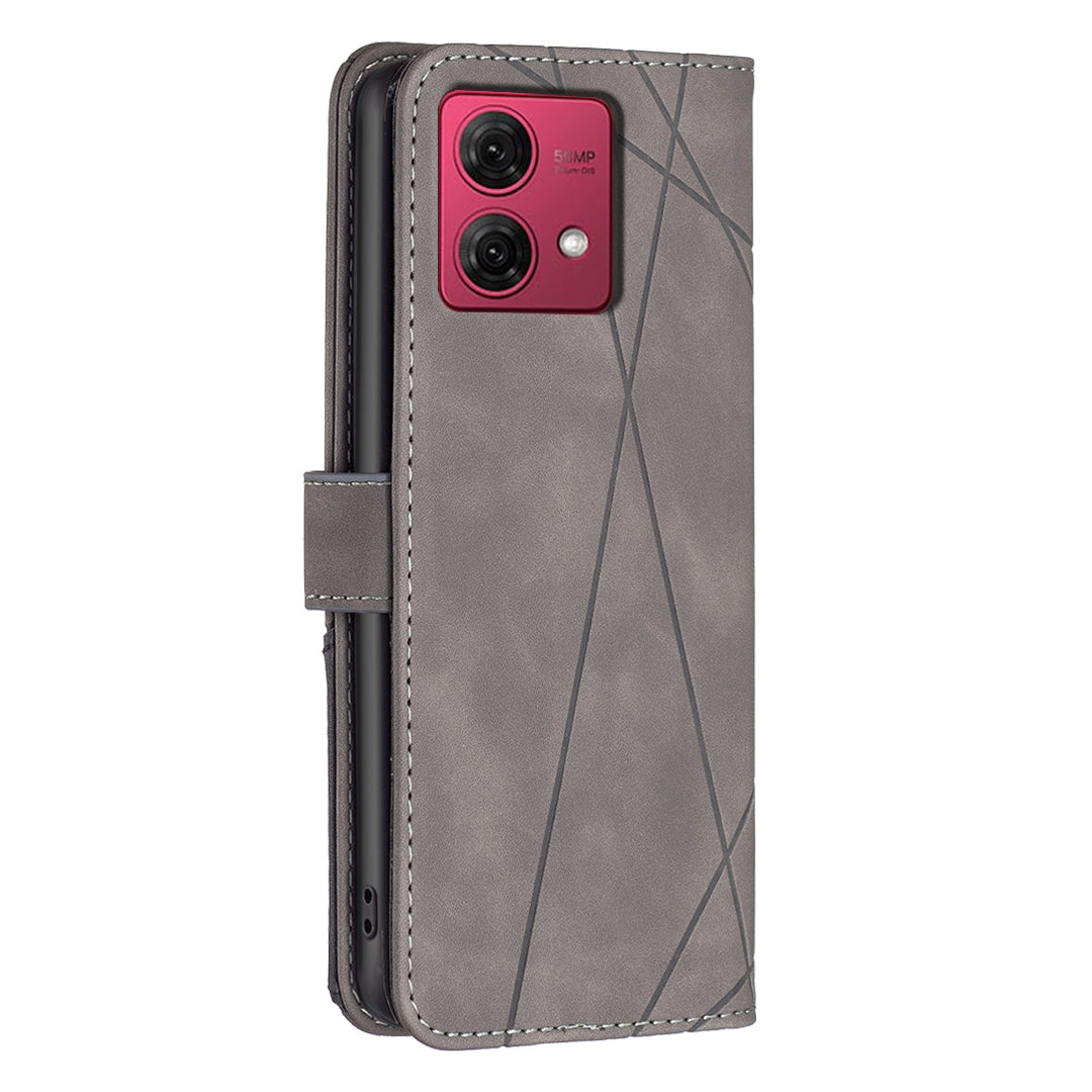 Motorola Moto G84 5G Rhombus Texture Leather Phone Case with Magnetic Buckle and Card Holder