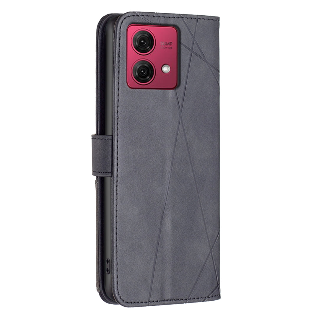 Motorola Moto G84 5G Rhombus Texture Leather Phone Case with Magnetic Buckle and Card Holder