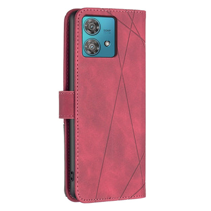 Motorola Edge 40 Neo Rhombus Texture Leather Phone Case with Magnetic Buckle and Card Holder