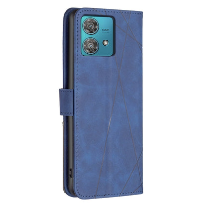 Motorola Edge 40 Neo Rhombus Texture Leather Phone Case with Magnetic Buckle and Card Holder