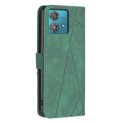 Motorola Edge 40 Neo Rhombus Texture Leather Phone Case with Magnetic Buckle and Card Holder