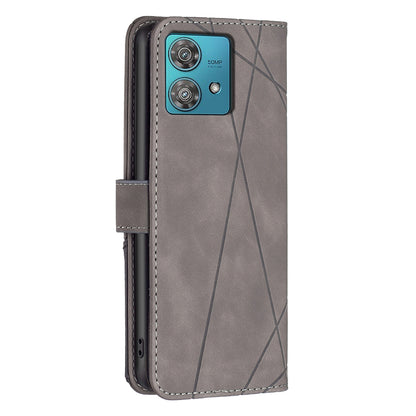 Motorola Edge 40 Neo Rhombus Texture Leather Phone Case with Magnetic Buckle and Card Holder