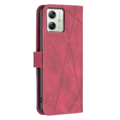Motorola Moto G54 5G EU Edition Rhombus Texture Leather Phone Case with Magnetic Buckle and Card Holder
