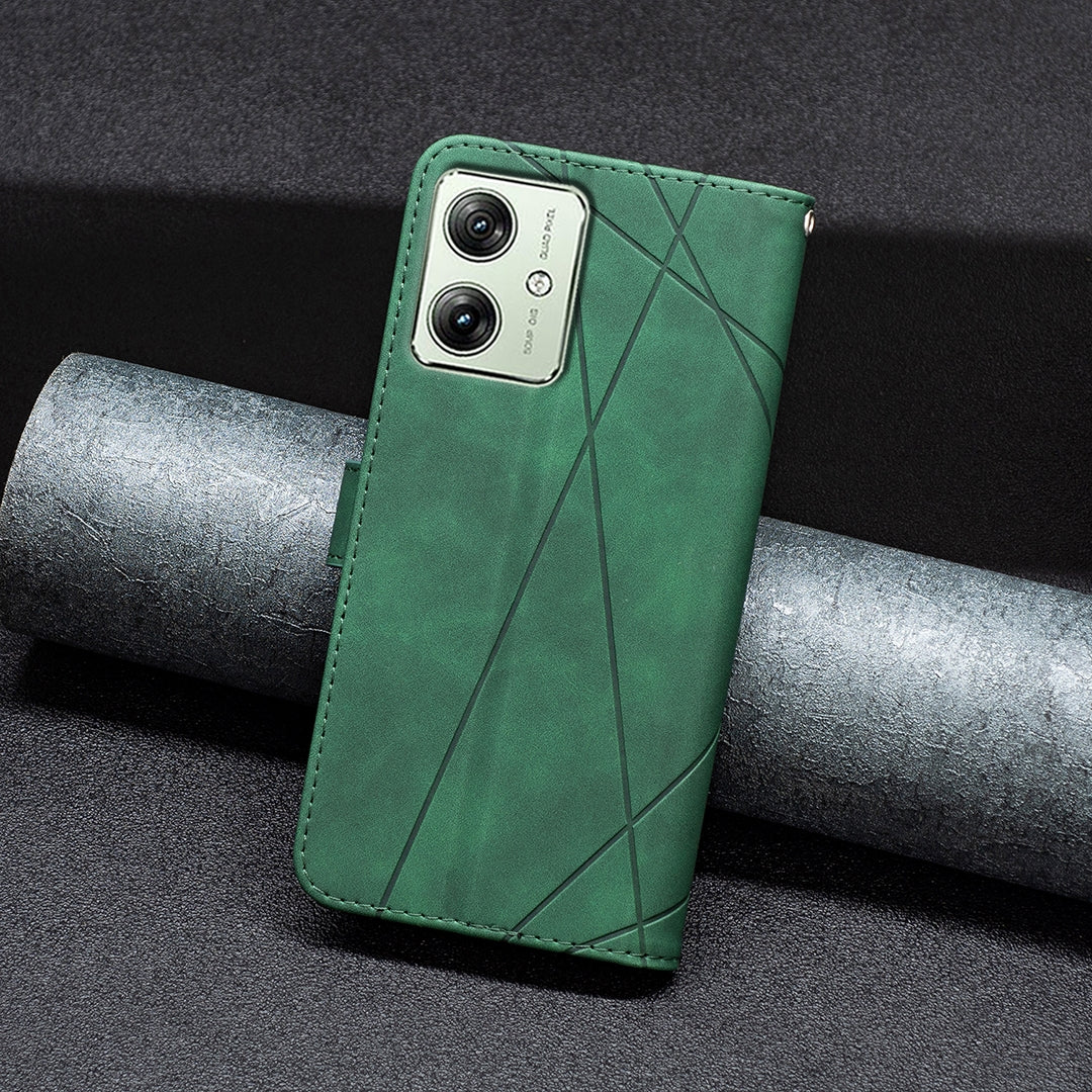 Motorola Moto G54 5G EU Edition Rhombus Texture Leather Phone Case with Magnetic Buckle and Card Holder