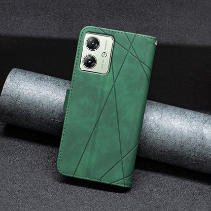 Motorola Moto G54 5G EU Edition Rhombus Texture Leather Phone Case with Magnetic Buckle and Card Holder