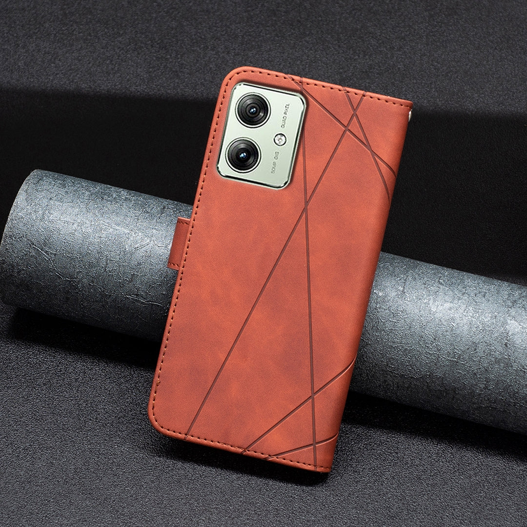 Motorola Moto G54 5G EU Edition Rhombus Texture Leather Phone Case with Magnetic Buckle and Card Holder