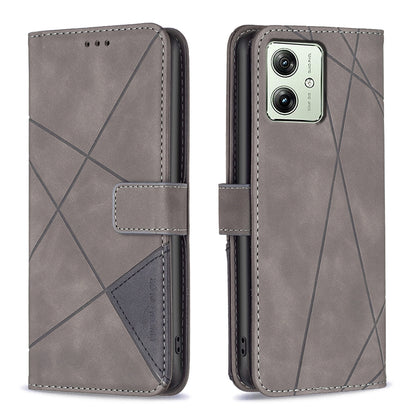 Motorola Moto G54 5G EU Edition Rhombus Texture Leather Phone Case with Magnetic Buckle and Card Holder
