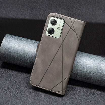 Motorola Moto G54 5G EU Edition Rhombus Texture Leather Phone Case with Magnetic Buckle and Card Holder