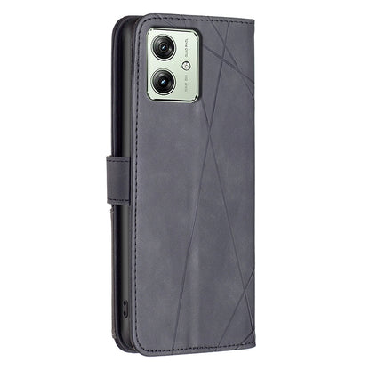 Motorola Moto G54 5G EU Edition Rhombus Texture Leather Phone Case with Magnetic Buckle and Card Holder