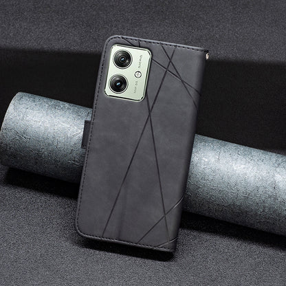 Motorola Moto G54 5G EU Edition Rhombus Texture Leather Phone Case with Magnetic Buckle and Card Holder