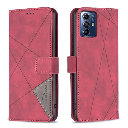 Motorola Moto G Play 2024 Rhombus Texture Leather Phone Case with Magnetic Buckle and Card Holder