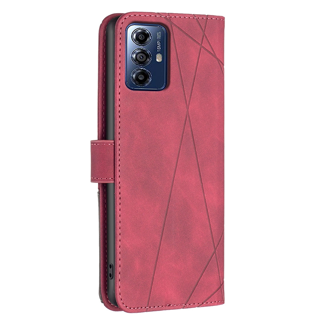 Motorola Moto G Play 2024 Rhombus Texture Leather Phone Case with Magnetic Buckle and Card Holder