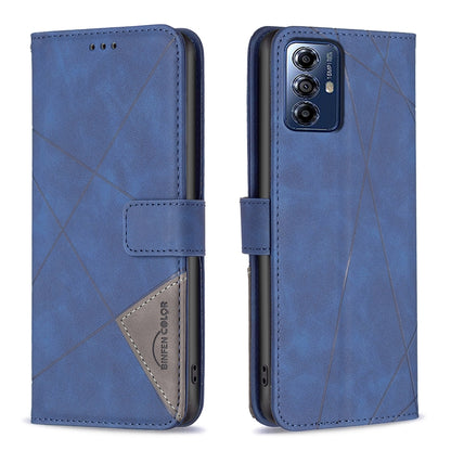 Motorola Moto G Play 2024 Rhombus Texture Leather Phone Case with Magnetic Buckle and Card Holder