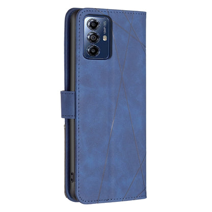 Motorola Moto G Play 2024 Rhombus Texture Leather Phone Case with Magnetic Buckle and Card Holder