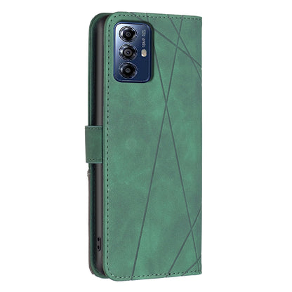 Motorola Moto G Play 2024 Rhombus Texture Leather Phone Case with Magnetic Buckle and Card Holder