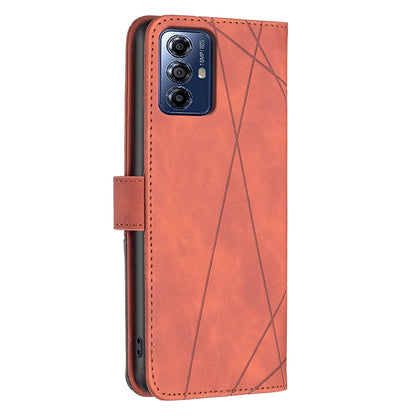 Motorola Moto G Play 2024 Rhombus Texture Leather Phone Case with Magnetic Buckle and Card Holder