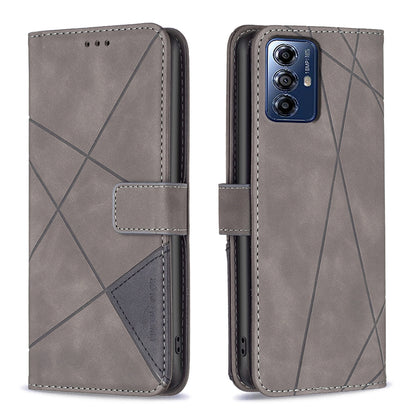 Motorola Moto G Play 2024 Rhombus Texture Leather Phone Case with Magnetic Buckle and Card Holder