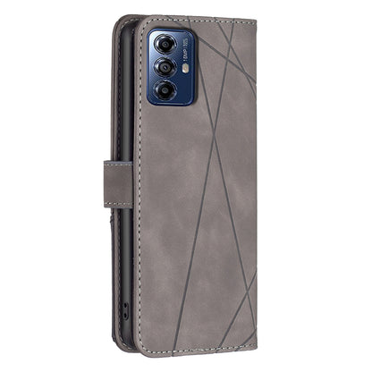 Motorola Moto G Play 2024 Rhombus Texture Leather Phone Case with Magnetic Buckle and Card Holder