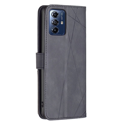 Motorola Moto G Play 2024 Rhombus Texture Leather Phone Case with Magnetic Buckle and Card Holder