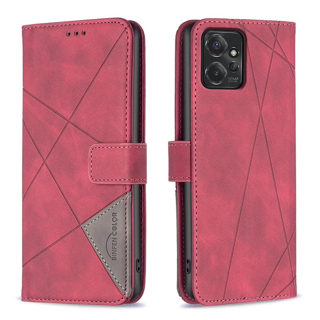 Motorola Moto G Power 5G 2024 Rhombus Texture Leather Phone Case with Magnetic Buckle and Card Holder