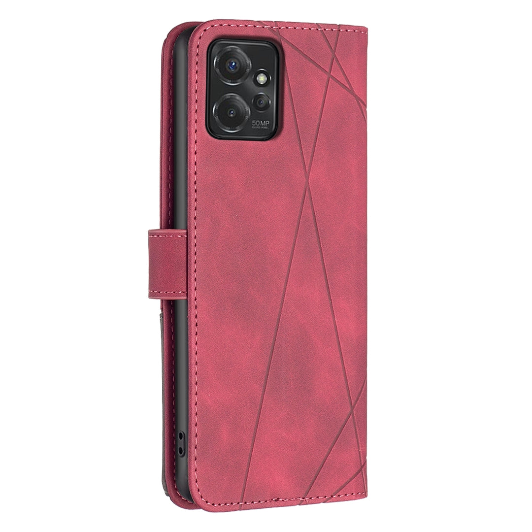 Motorola Moto G Power 5G 2024 Rhombus Texture Leather Phone Case with Magnetic Buckle and Card Holder