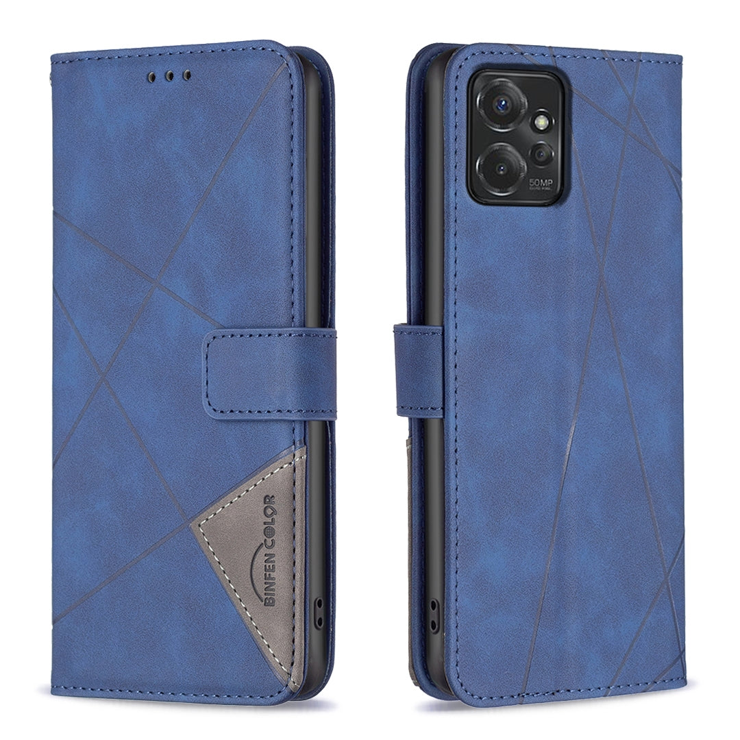 Motorola Moto G Power 5G 2024 Rhombus Texture Leather Phone Case with Magnetic Buckle and Card Holder
