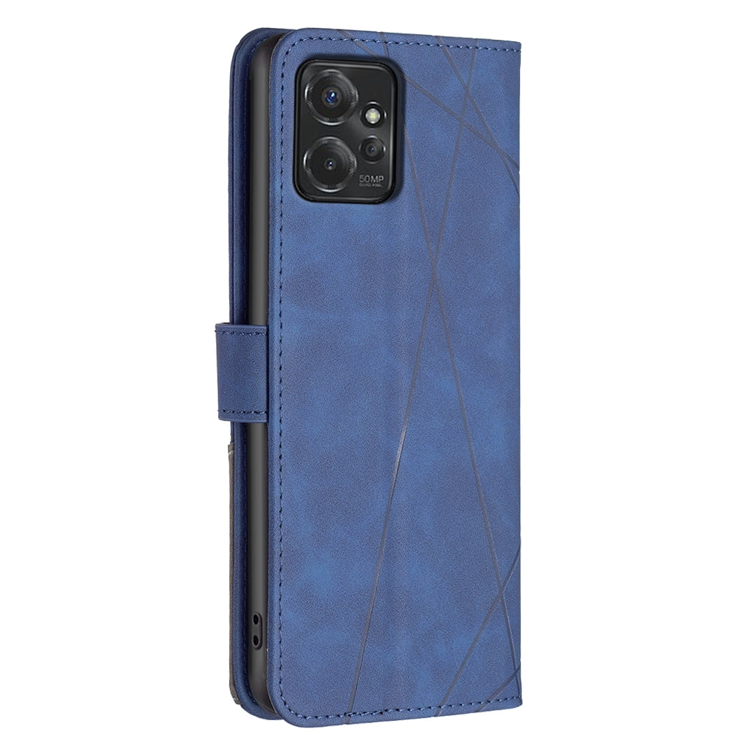 Motorola Moto G Power 5G 2024 Rhombus Texture Leather Phone Case with Magnetic Buckle and Card Holder