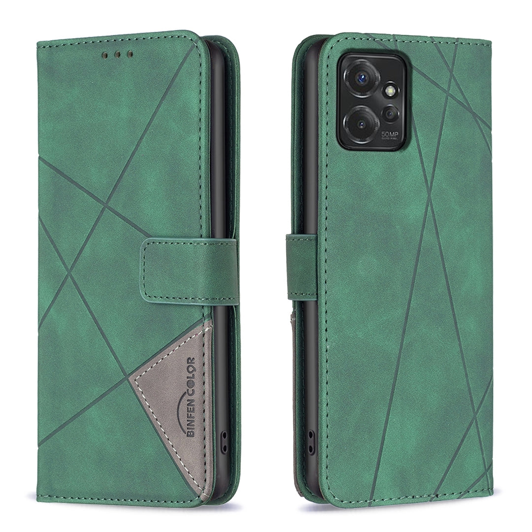 Motorola Moto G Power 5G 2024 Rhombus Texture Leather Phone Case with Magnetic Buckle and Card Holder