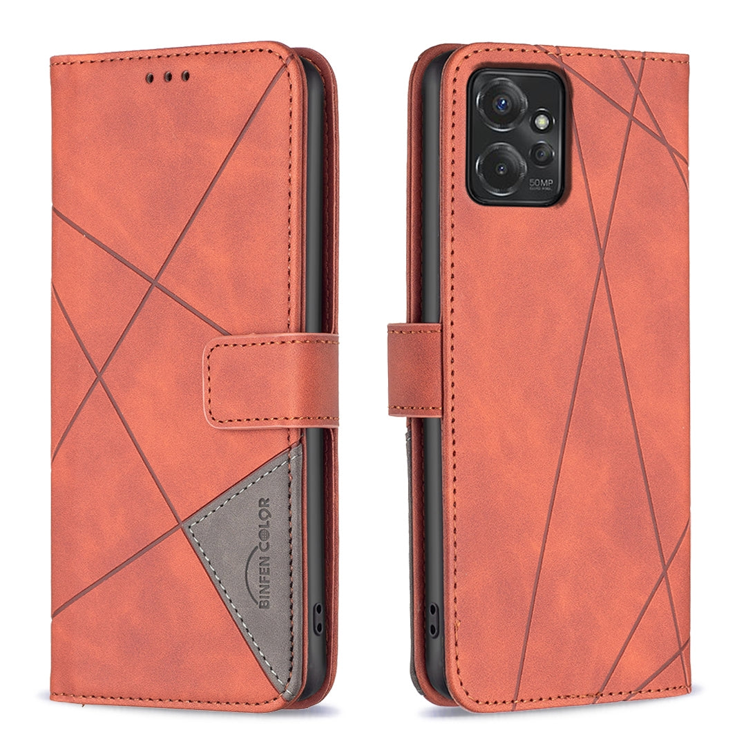 Motorola Moto G Power 5G 2024 Rhombus Texture Leather Phone Case with Magnetic Buckle and Card Holder