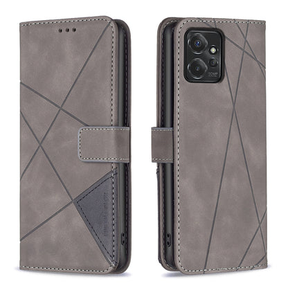 Motorola Moto G Power 5G 2024 Rhombus Texture Leather Phone Case with Magnetic Buckle and Card Holder
