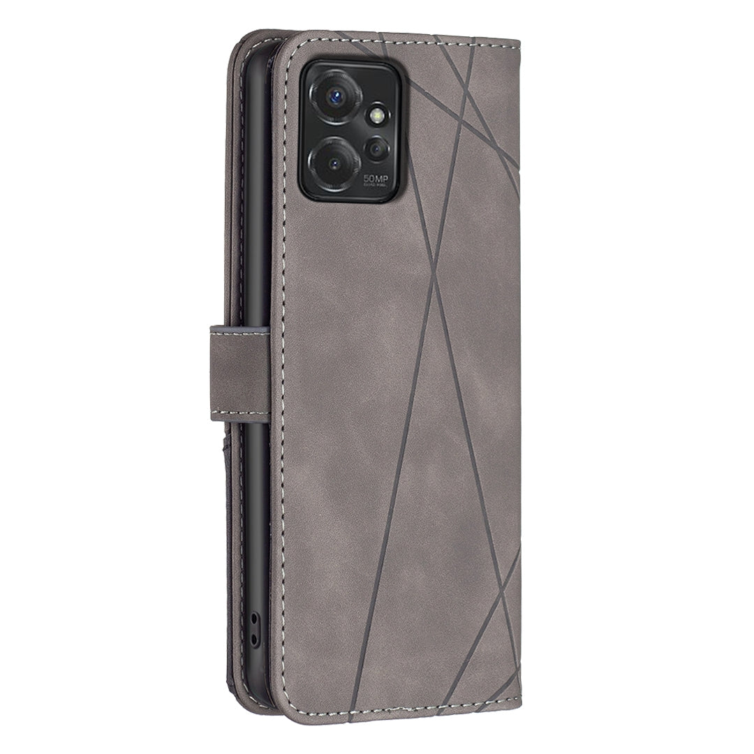 Motorola Moto G Power 5G 2024 Rhombus Texture Leather Phone Case with Magnetic Buckle and Card Holder