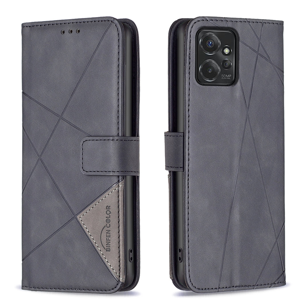 Motorola Moto G Power 5G 2024 Rhombus Texture Leather Phone Case with Magnetic Buckle and Card Holder
