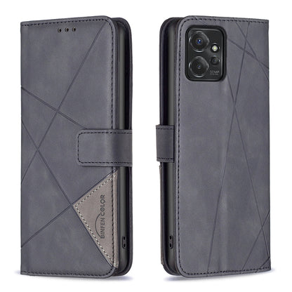 Motorola Moto G Power 5G 2024 Rhombus Texture Leather Phone Case with Magnetic Buckle and Card Holder