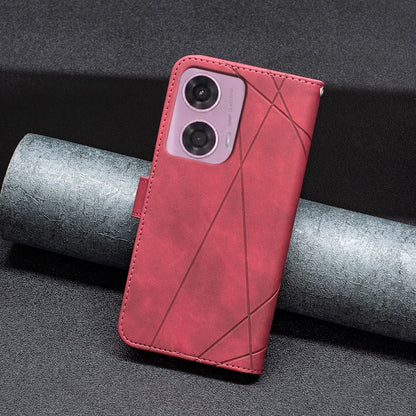 Motorola Moto G34 5 Rhombus Texture Leather Phone Case with Magnetic Buckle and Card Holder