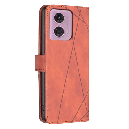 Motorola Moto G45 5G Rhombus Texture Leather Phone Case with Magnetic Buckle and Card Holder