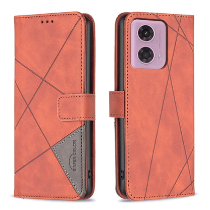 Motorola Moto G45 5G Rhombus Texture Leather Phone Case with Magnetic Buckle and Card Holder