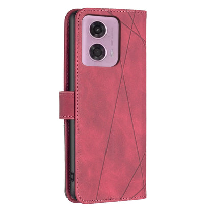 Motorola Moto G04 Rhombus Texture Leather Phone Case with Magnetic Buckle and Card Holder
