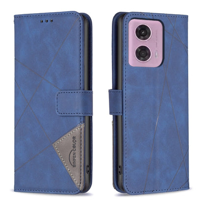 Motorola Moto G24 Rhombus Texture Leather Phone Case with Magnetic Buckle and Card Holder