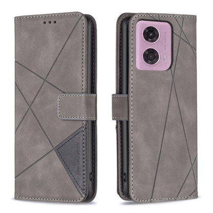 Motorola Moto G24 Rhombus Texture Leather Phone Case with Magnetic Buckle and Card Holder