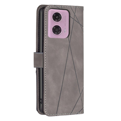 Motorola Moto G24 Rhombus Texture Leather Phone Case with Magnetic Buckle and Card Holder