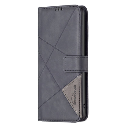 Motorola Moto G24 Rhombus Texture Leather Phone Case with Magnetic Buckle and Card Holder