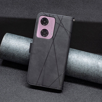 Motorola Moto G24 Rhombus Texture Leather Phone Case with Magnetic Buckle and Card Holder