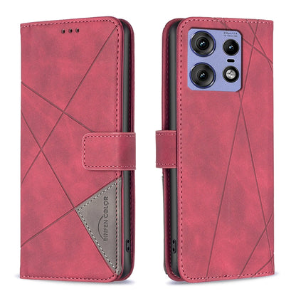 Motorola Edge 50 Pro 5G Rhombus Texture Leather Phone Case with Magnetic Buckle and Card Holder