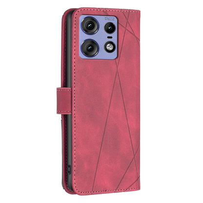 Motorola Edge 50 Pro 5G Rhombus Texture Leather Phone Case with Magnetic Buckle and Card Holder
