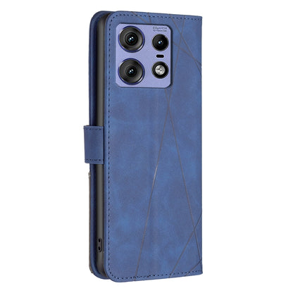 Motorola Edge 50 Pro 5G Rhombus Texture Leather Phone Case with Magnetic Buckle and Card Holder