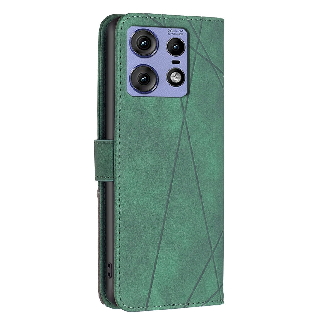 Motorola Edge 50 Pro 5G Rhombus Texture Leather Phone Case with Magnetic Buckle and Card Holder